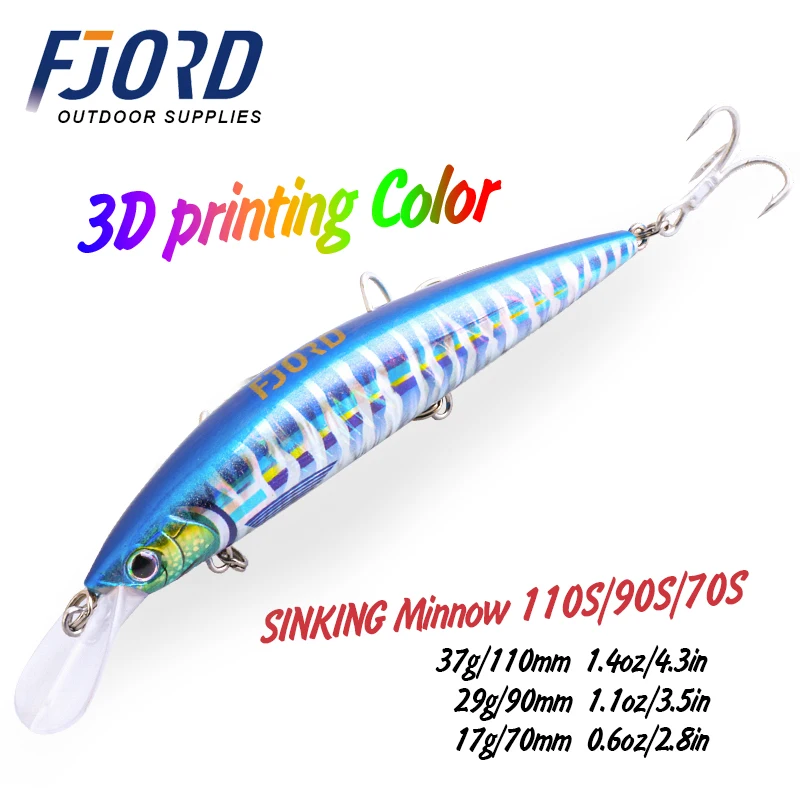 FJORD Luminous 37g 29g 17g Hardcore Sinking Minnow Fishing Lure Treble Hook  Hard Baits Jerkbait Sea Long Casting Fishing Items - AliExpress