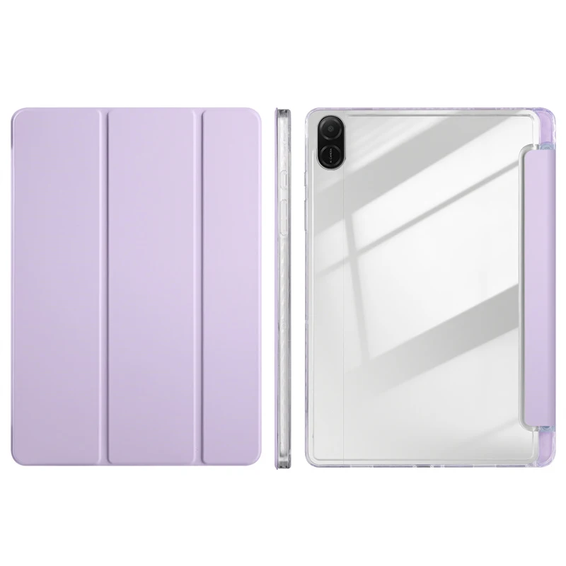 Clear Acrylic Trifold Stand Tablet Case with Pencil Holder - Fits 11-Inch Tablets