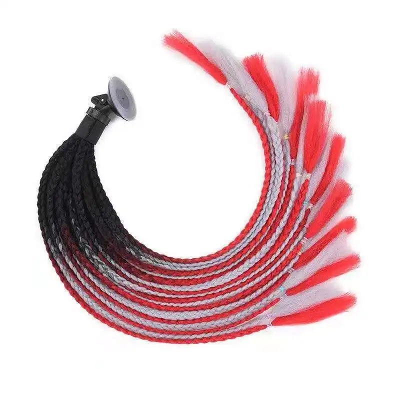 

New Motorcycle Helmet Woven Women's Weaving Wig Mixed Color Motorcycle Helmet Ski Helmet Multiple Color Bands Suction Cup