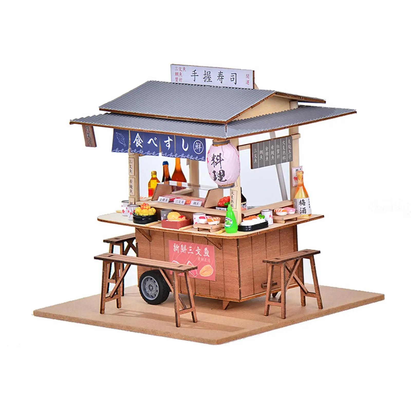 DIY Dollhouse Kits Sushi Store Display Mini Model Wooden Gift Mini Sushi Shop