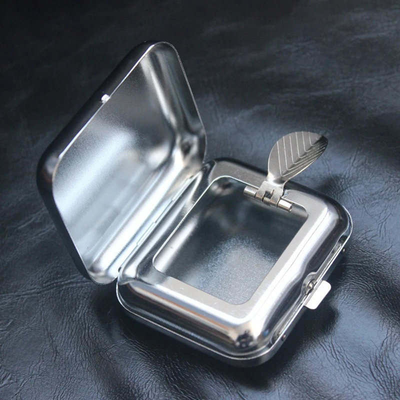 Portable Ashtray Stainless Steel Square Pocket Ashtray metal Ash Tray With Lids