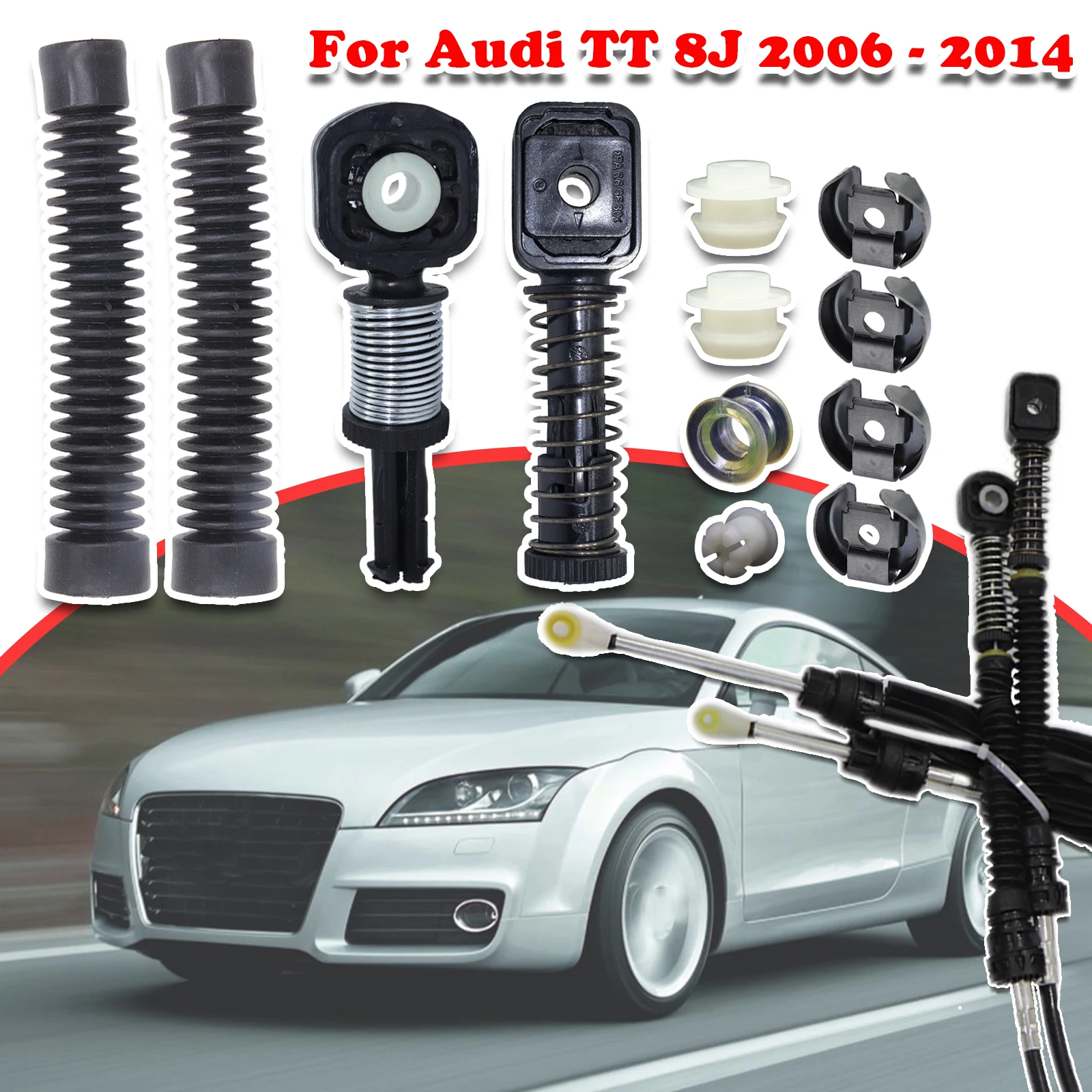 For Audi TT 8J Manual Gear Shift Selector Lever Linkage Cable Bowden Bushing Sleeve Gaiter Repair Kit 2006 2007 2008 2009-2014