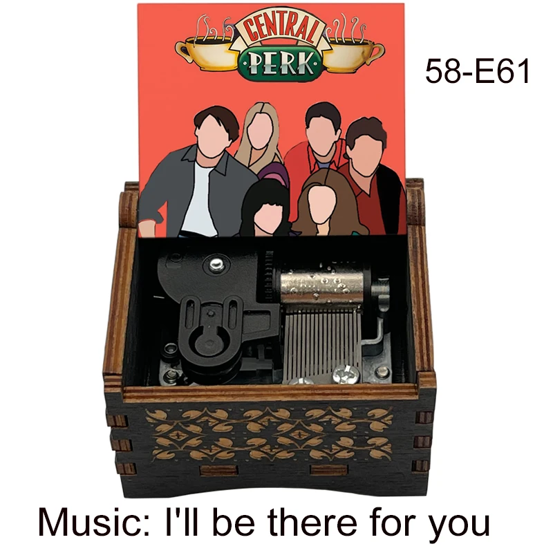 Sitcom Friends Wooden Music Box DIY Musical I Will Be There for You Mechanical Friendship Souvenir Christmas Party New Year Gift 2