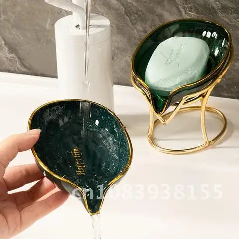 

Innovative Soap Holder Tray Dish Leaf Shape Sponge Storage Plate Soap Box Drain Non-slip Leaf Soap Rack Kitchen Bathroom Access