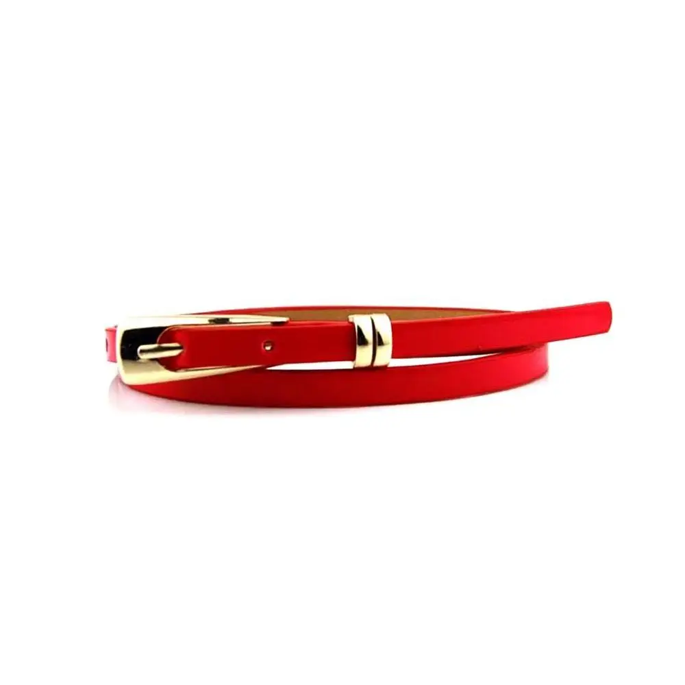 Fashionable PU Leather Narrow Belt with Multicolor Decoration