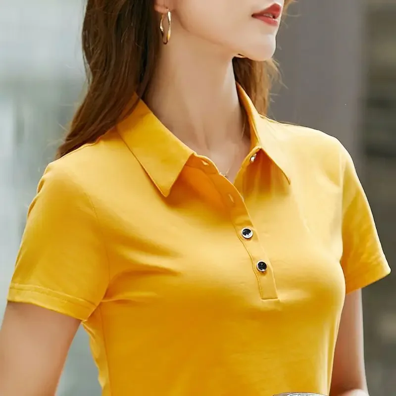 yellow polo t shirt women's