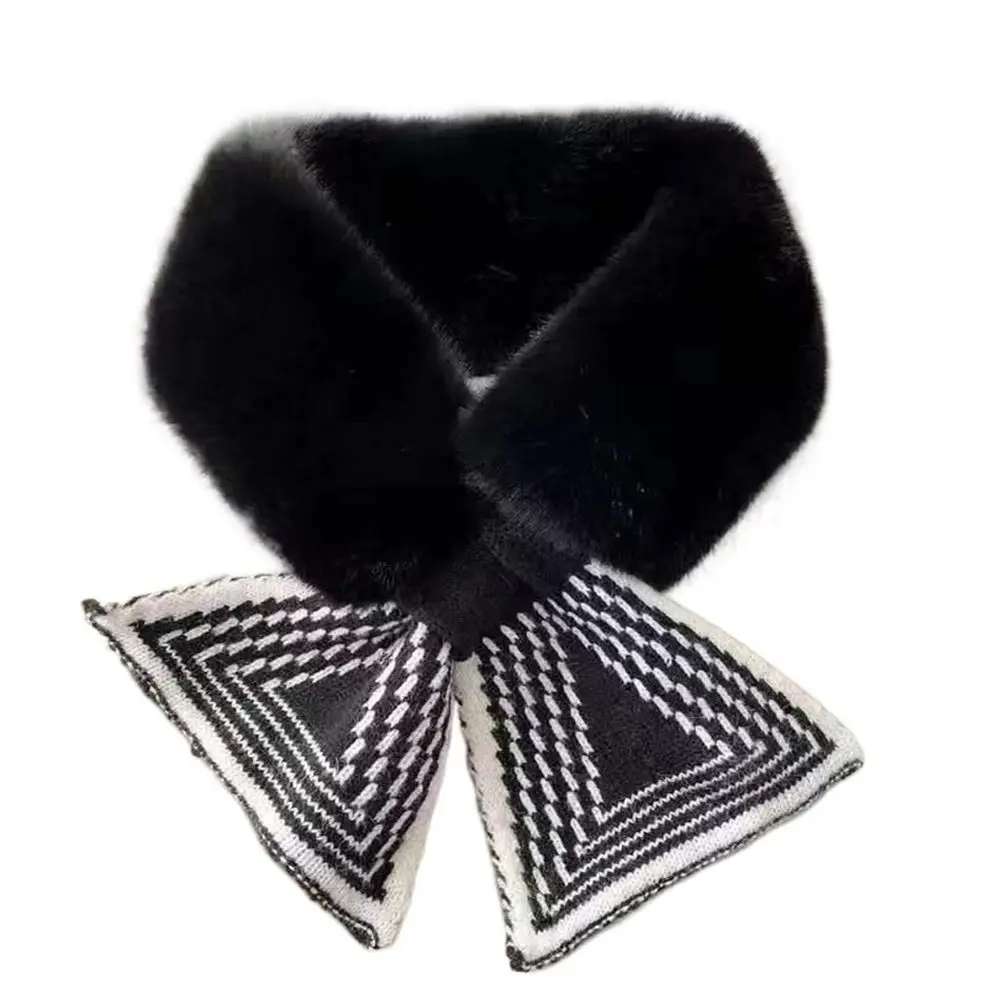 Casual Solid Color Winter Neck Warmer Faux Rabbit Fur Thicken Scarf Neck Warmer Elegant Shawl Cold Weather