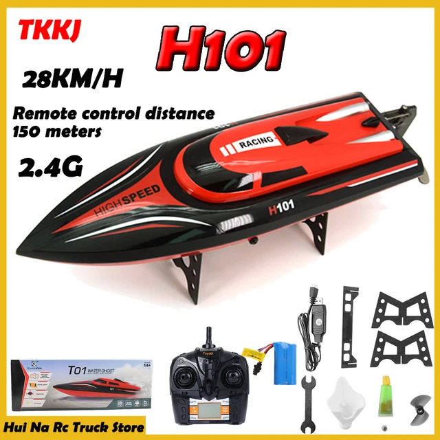 TKKJ RC Boat High Speed Racing Boat Waterproof Rechargeable H101 28KM/H 2.4G  Radio Remote Control Speedboat Bait Boat Fishing - AliExpress