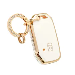 Premium Key Fob Protector Cover - 5 Button Design (White gold set)