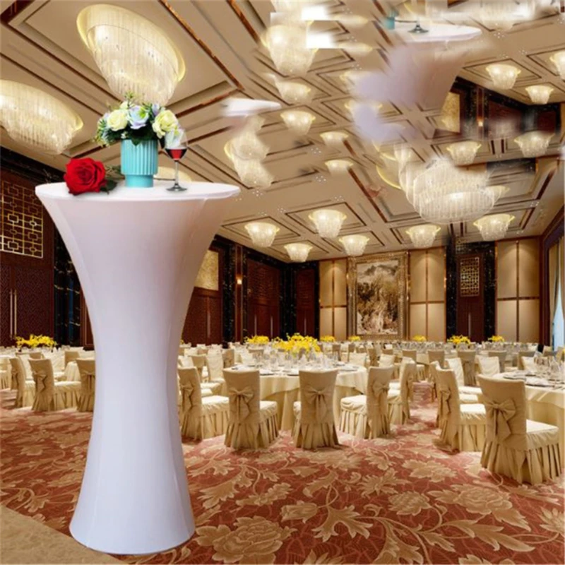High Top Cocktail Table Cover Spandex Lycra Wedding Party Table Covers Round For Folding Tables Decor Accessories 2
