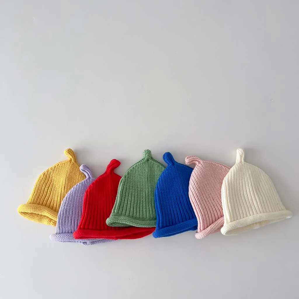 Autumn Kids Beanies Knitted Hats 10 Colors Solid Color Soft Baby Bonnet Caps New Born Photography Props