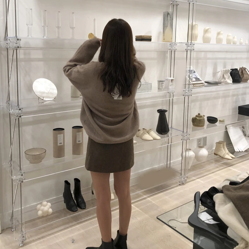 

Женский свитер с длинными рукавами реглан, простой однотонный теплый пуловер из искусственной шерсти, топ с круглым вырезом,