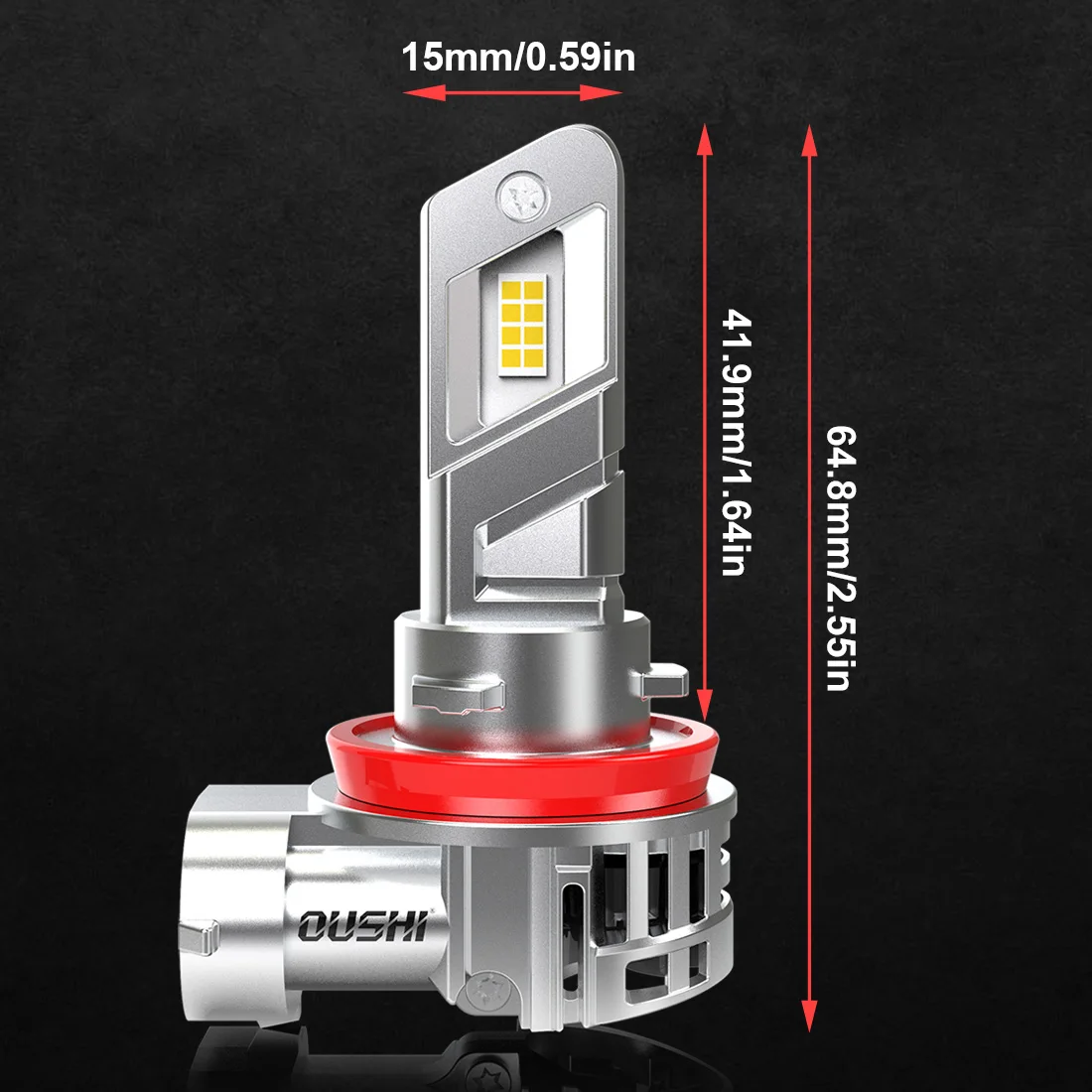 OUSHI 2개 H8 H11 자동차 LED 헤드라이트 전구 안개등 초고휘도 6000K 화이트 고출력 GC-7535 칩 포르쉐 911 카이엔용