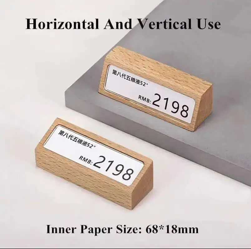 5 pcs 68x18mm Wood Mini Price Label Paper Holder Display Stand Sign ...