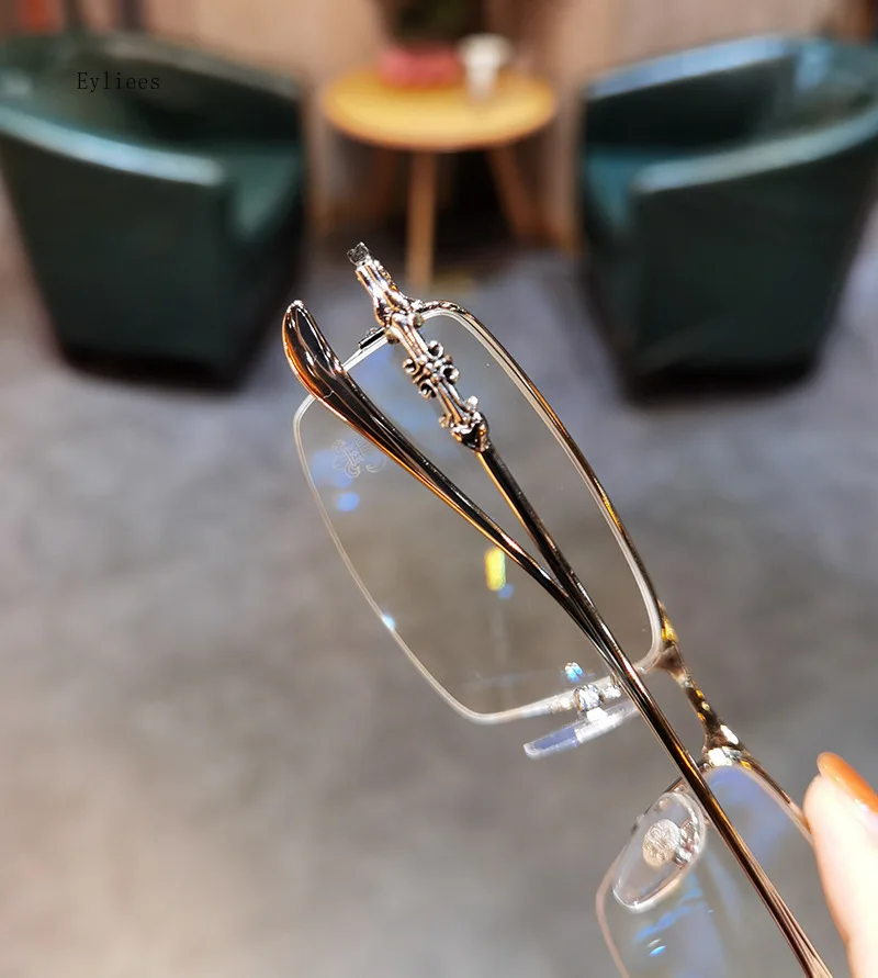 Luxury Square Frame Myopia Glasses Office Women Men Anti-blue Light Near Sight Eyeglasses Unisex Goggles Diopters 0 To -5.0 4