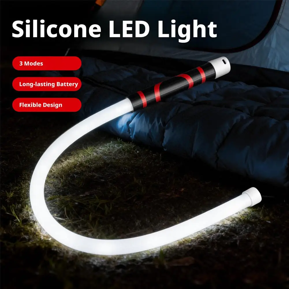 1PC 27 Inch Flexible LED Inspection Light Rechargeable Silicone Bendable Flashlight For Car Repair And Industrial Maintenance