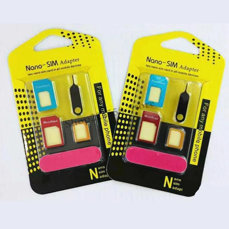 100Set Adattatore Per Scheda Sim Nano In Metallo 5 In1 + Adattatore Per Schede Micro Sim + Scheda Sim Standard Per Iphone Samsung Smart Phone