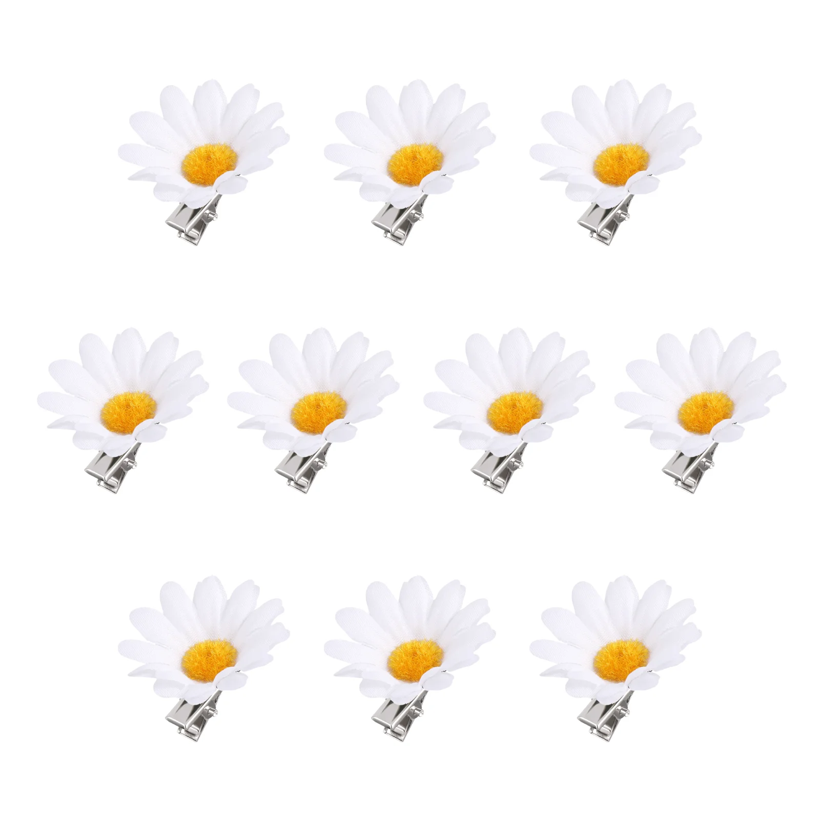 

10pcs Little Daisy Barrettes Flower Wedding Hair Bridal SunFlower Alligator Hair Clips for ( White )