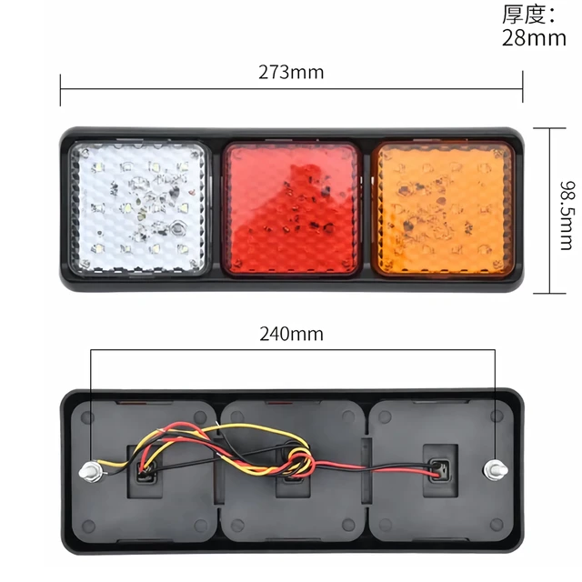 Kit de Feu arrière à led rectangle 12v pour tracteur