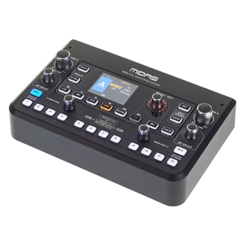 Midas DP48 4 듀얼 48 채널 개인 모니터 디지털 믹서, SD 카드 녹음기, 스테레오 앰비언스 마이크, 원격 전원