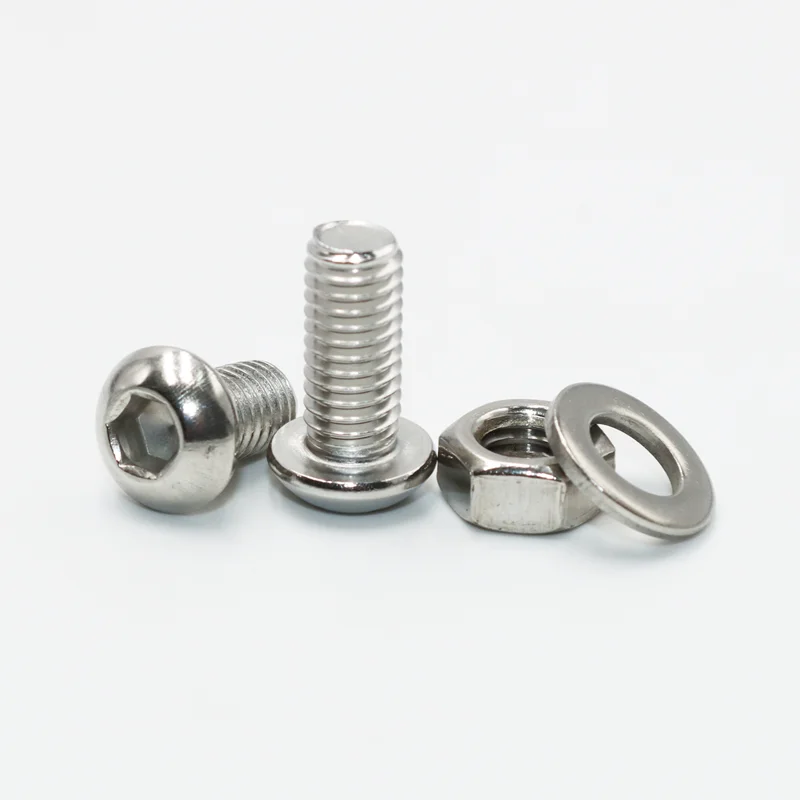 Hex Socket Button Head Cap Screw Nut Washer Kit M2 M3 M4 M5 M6 Stainless Steel Allen Fully Machine Bolt For Motorcycle Furniture screw bolt nut set,stainless steel screws,hexagon socket head cap screw,screw washer nut kit,hex nuts assortment kit