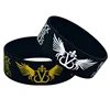 25 Pcs Black Veil Brides Silicone Bracelet with Angel Wings Music Concert Bangle 1 Inch Wide Wristband 3