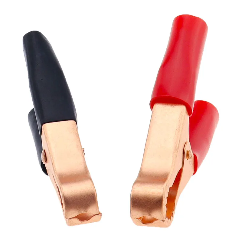 Red + Black 80mm Crocodile Car Caravan Van Battery Test Lead Clips 2Pcs 50A Alligator Clips Connector Plug Power alligator clips test clip test leads