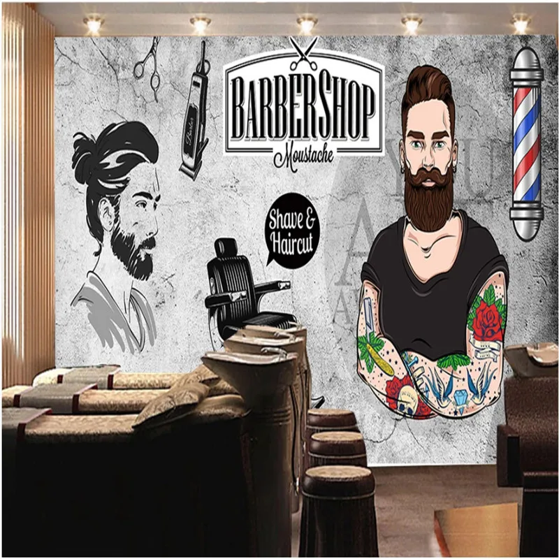 Papel de Parede 3d para Barbearia Custom papel de parede 3d para barbearia custom 05