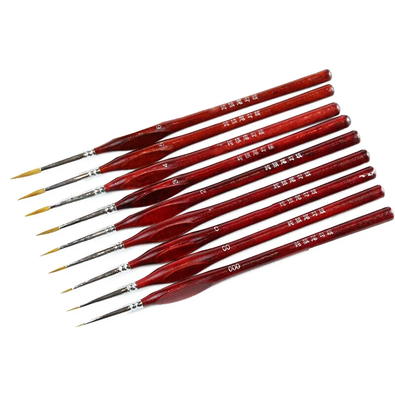 9Pcs/Set Miniature Paint Brush Kit Professional Sable Hair Fine Detail Art Model Tools FL 6