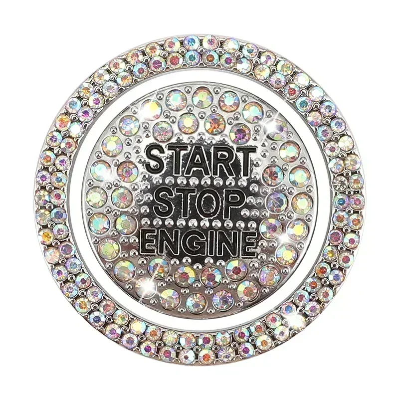 Car One-start Button Diamond Decoration Stickers Interior Ignition Starter Switch 3D Ring Rhinestone Bling BlingSticker