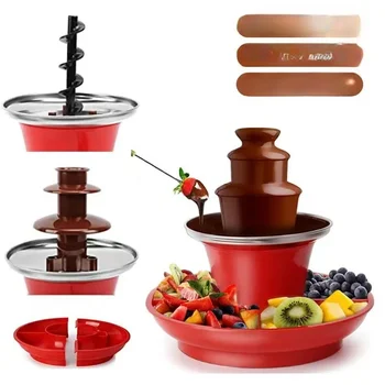 Chocolate fountain machine 1PC comes with fruit plate three-layer melting tower chocolate waterfall machine automatic hot 1
