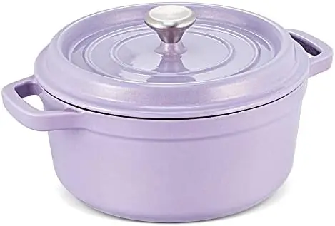 

Голландская духовка с крышкой, эмалированная, тонкая, Голландская духовка 6QT, глубокая круглая духовка, антипригарная сковорода с двойной ручкой для Braising B