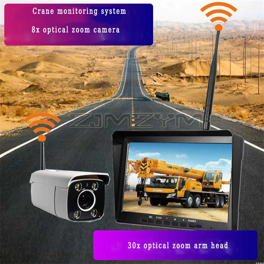 Crane Arm Wireless Camera Tower Zoom Amplification Tower Crane Monitoring Reversing Rearview 12V24V 10-inch Display Screen 1080P