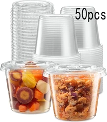 Clear, Durable, Stackable 160ml Disposable Plastic Food Container for Snacks, Sides, Meals, and Sauces (50pcs 160ml)