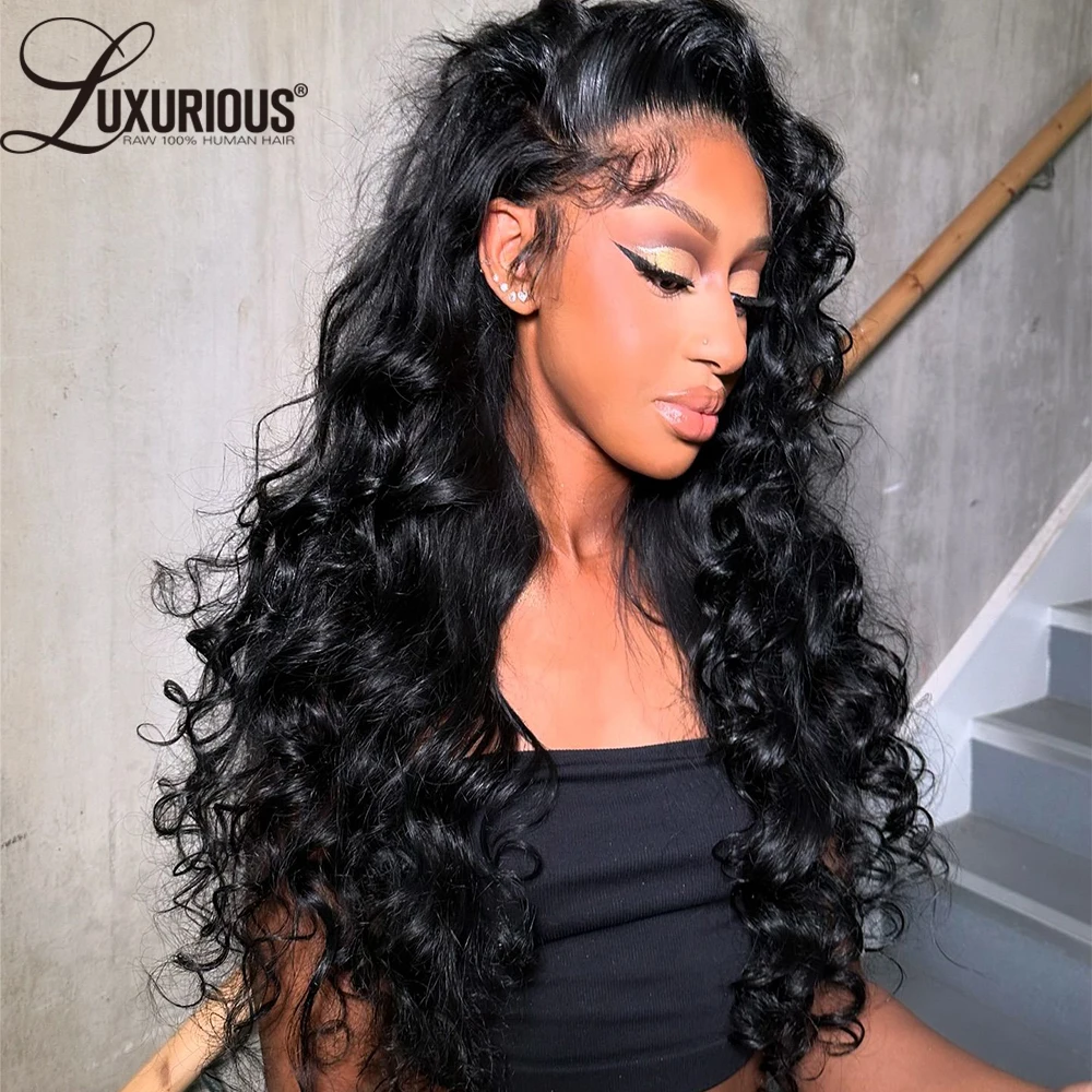 Loose Deep Wave Lace Frontal Human Hair 13x4 13x6Lace Front Wig Human Hair Natural Black Color Body Wave Wig Preplucked