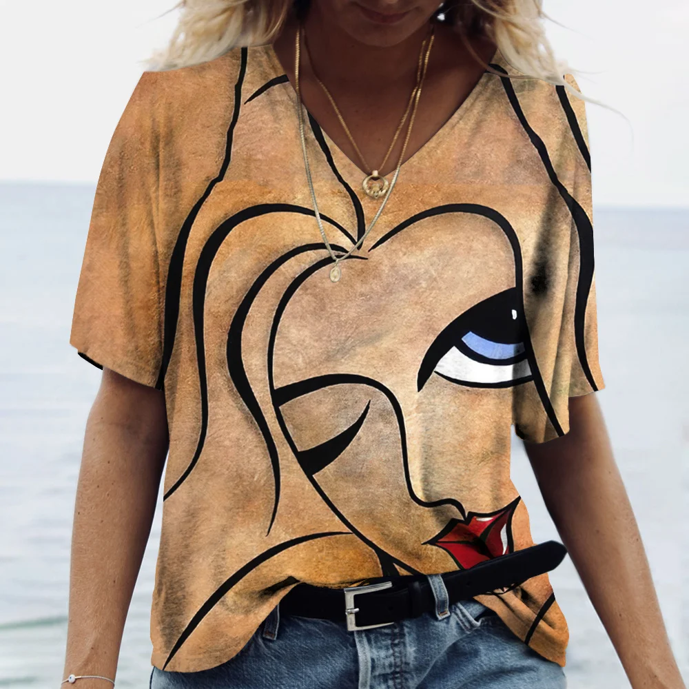 売れ筋商品|||エルエーポップアート カットソー トップス レディース Women's Fall Vibes Art Long Sleeve T-Shirt Black Women's T-shirt Abstract Art Face Print Girls Clothing 3D