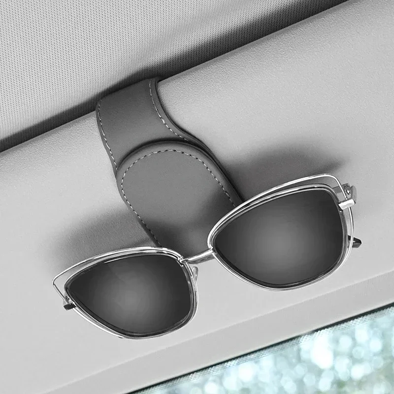 Magnetic Leather Eyeglass Hanger Clip Universal Car Sunglasses Holder For Cars Ticket Card