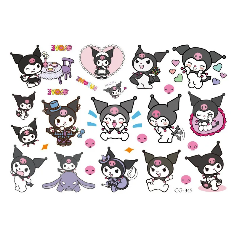 Sanrio Hello Kitty Cat Tattoo Sticker Kuromi Mymelody Tattoos Cinnamoroll Stickers Cosplay Decor Temporary Waterproof Art Tattoo 4