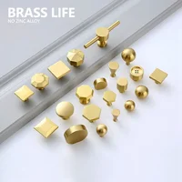 Brasslife มือจับเฟอร์นิเจอร์ทองเหลืองกลมสีทองสำหรับลิ้นชักตู้ที่เก็บเครื่องครัวตู้เสื้อผ้าลูกบิดประตูตู้รองเท้า 1
