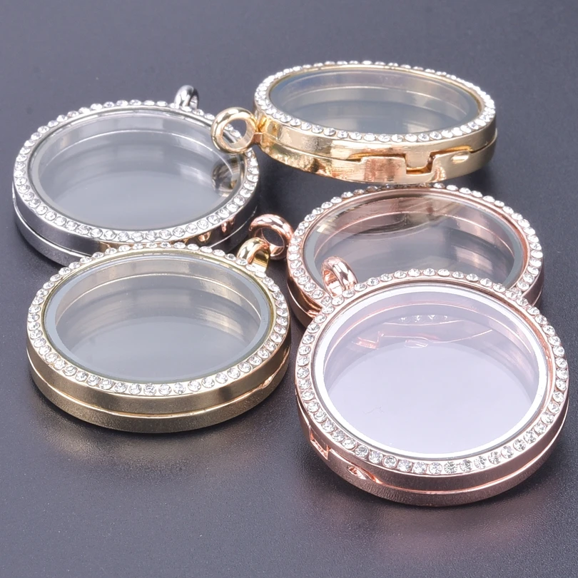 1Pc Mix Styles Round Heart Glass Photo Floating Locket Pendant For