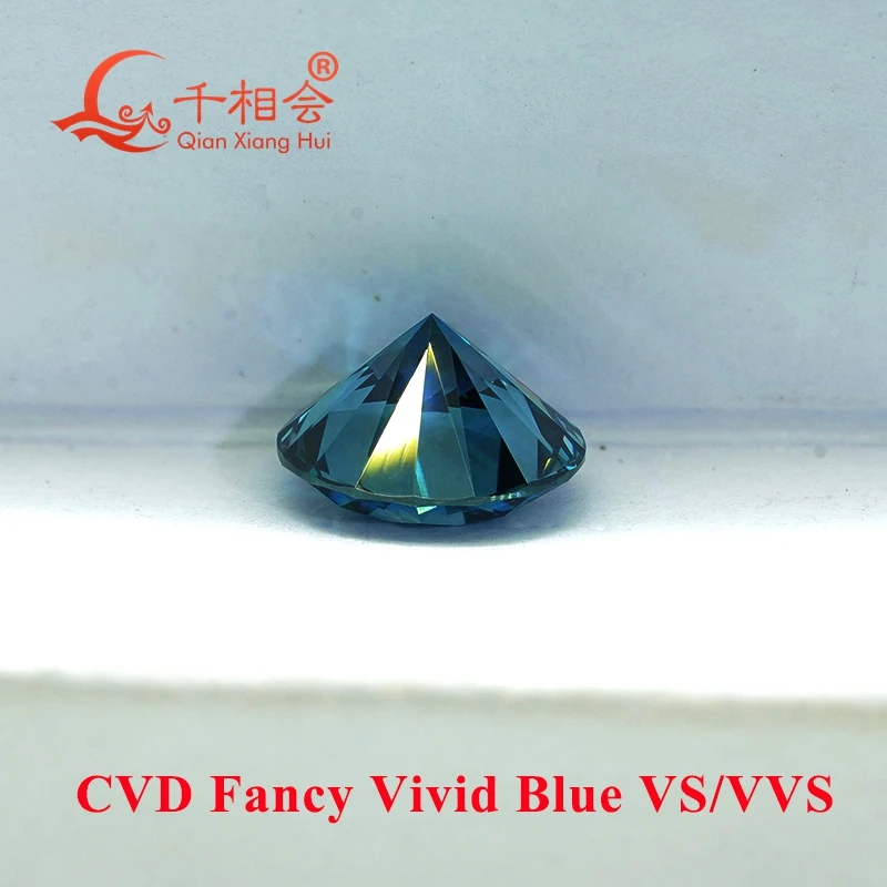 CVD 다이아몬드 팬시 선명한 사파이어 블루 컬러, 1.2ct VS 투명도 라운드 모양, GEMID 인증, 실험실 성장 다이아몬드 루즈 스톤