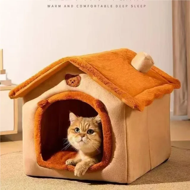 All Season Dog House Style Bed - Removable Washable Pet Bed for Small Dogs Teddy Winter Warm Cat Dog House 5