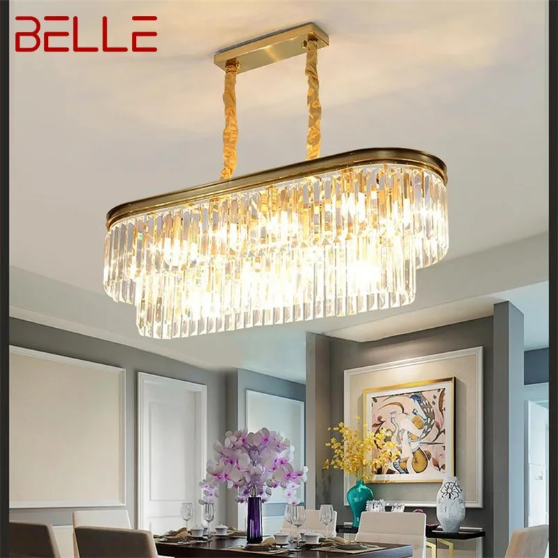

BELLE Chandelier Gold Luxury Oval Pendant Lamp Postmodern LED Lighting Fixture for Home Living Dining Room