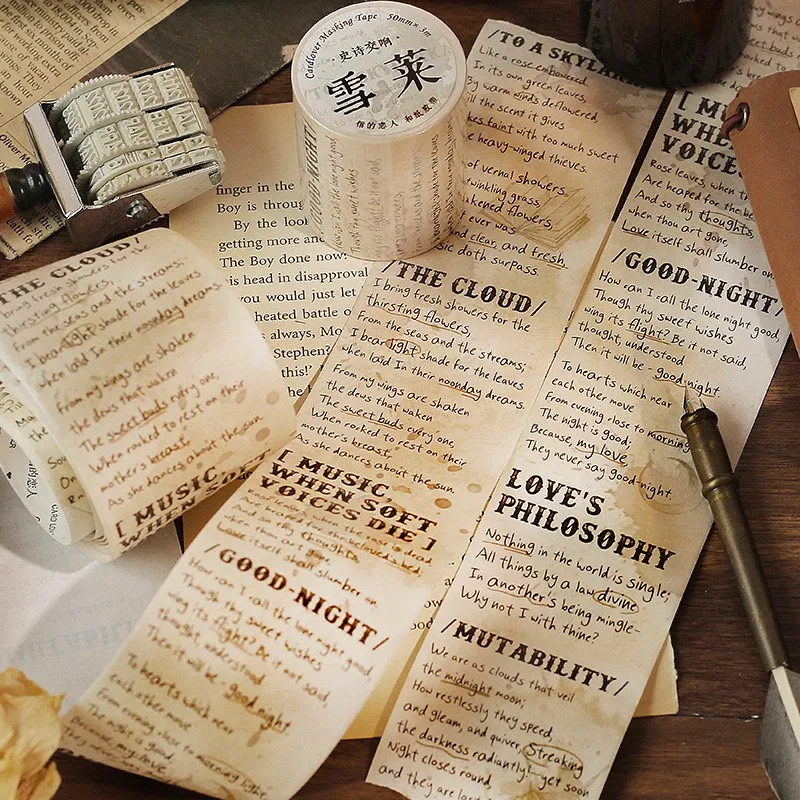 Washi Tape Decorative Tape Decoration Tape English Poetry Vintage Washi Tape For Scrapbooking