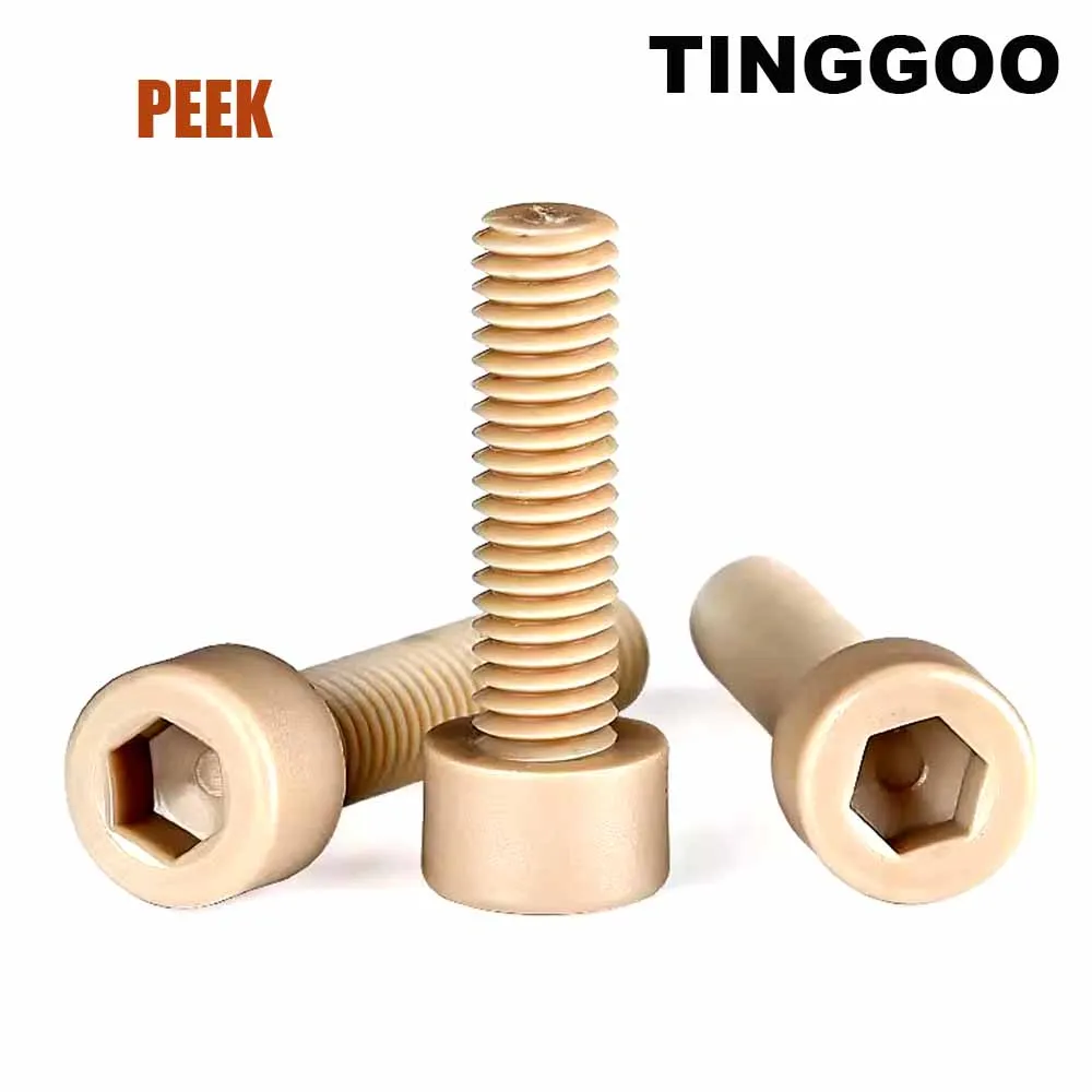 1pc M1.6 M2 M2.5 M3 M4 M5 M6 M8 PEEK High-strength-temperature Resistant Hexagon Hex Socket Smooth Cap Head Allen Screw Bolt