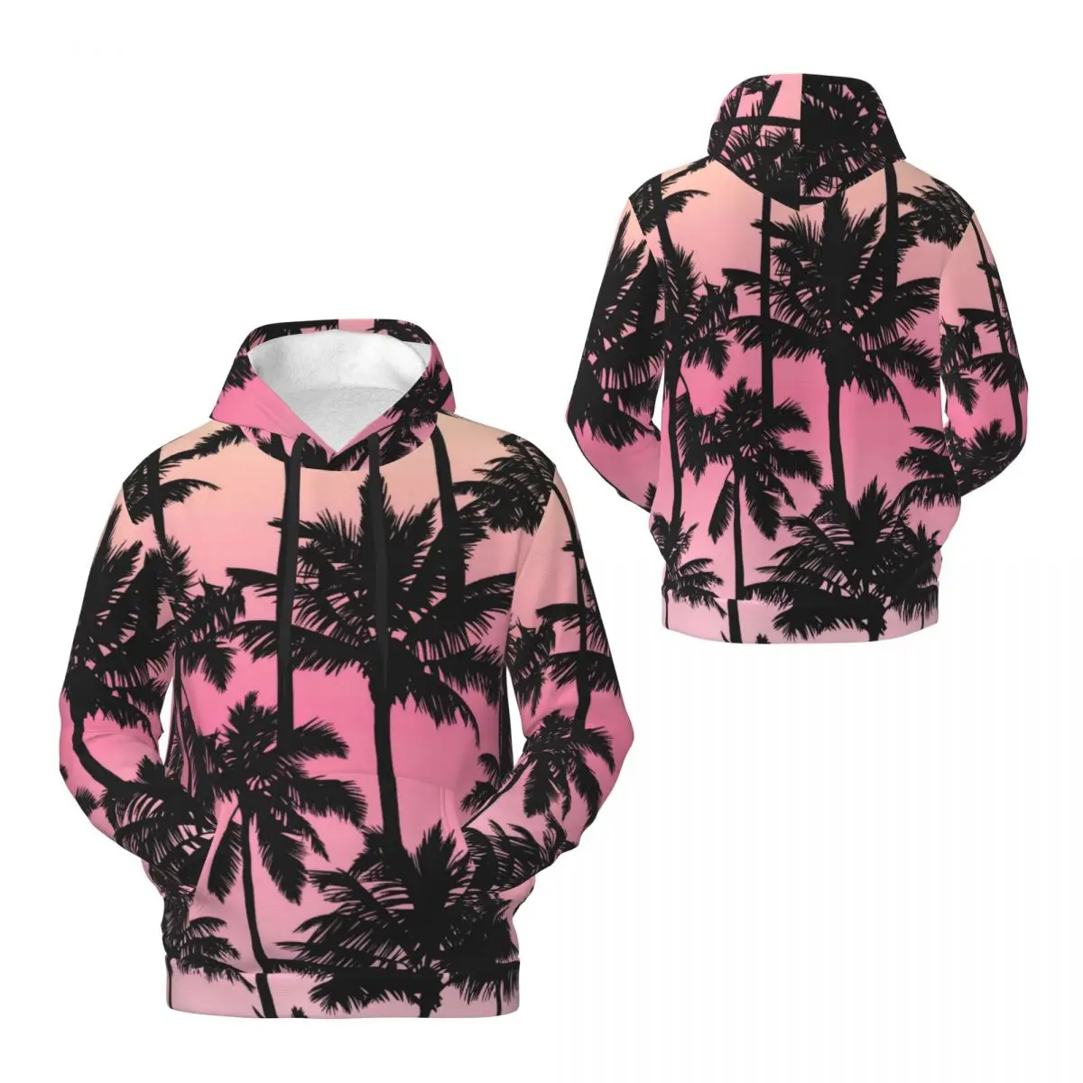 Sunset Beach Print Streetwear Hoodies Spring Palm Tree Korean Fashion Sweatshirts Unisex Vintage Comfortable Oversized Hoodie