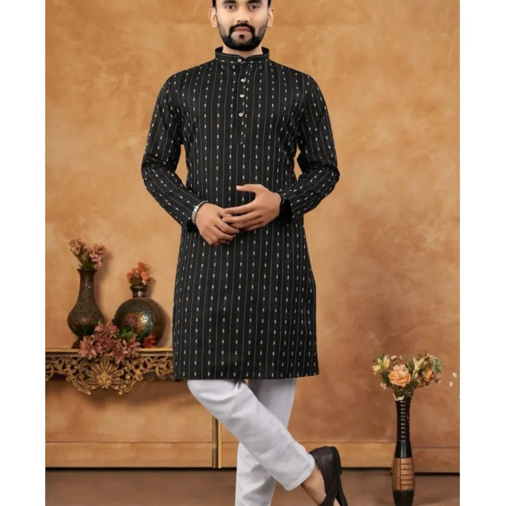 Luxury Islamic Arabic Abaya Robe National Style Ethnic Print Stand Collar Youth Mid-length Ropa Arabe Hombre Kurta For Men