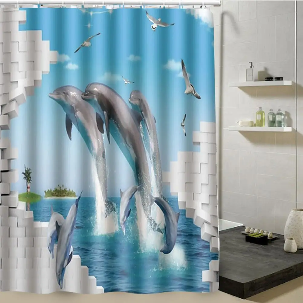 180x180cm Waterproof Shower Curtain with Stunning Print-Polyester Bathroom Decor Accessory