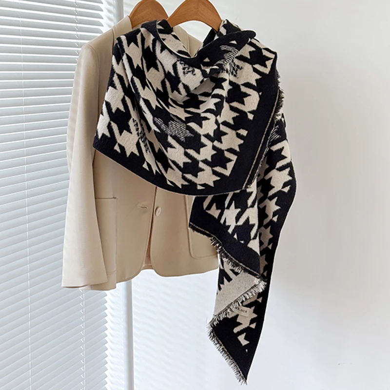 2025 Women's Luxury Brand Cashmere Winter Shawl - Vintage Allover Pattern Printed with Tassels, Pashmina Wrap & Bandana