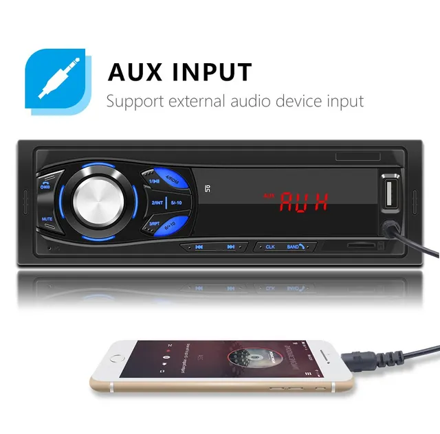 Sinovcle Autoradio 1din Audio Bluetooth Stereo Mp3 Player FM Receiver 60wx4  mit Fernbedienung Aux/usb/tf Karte im Armaturenbrett Kit